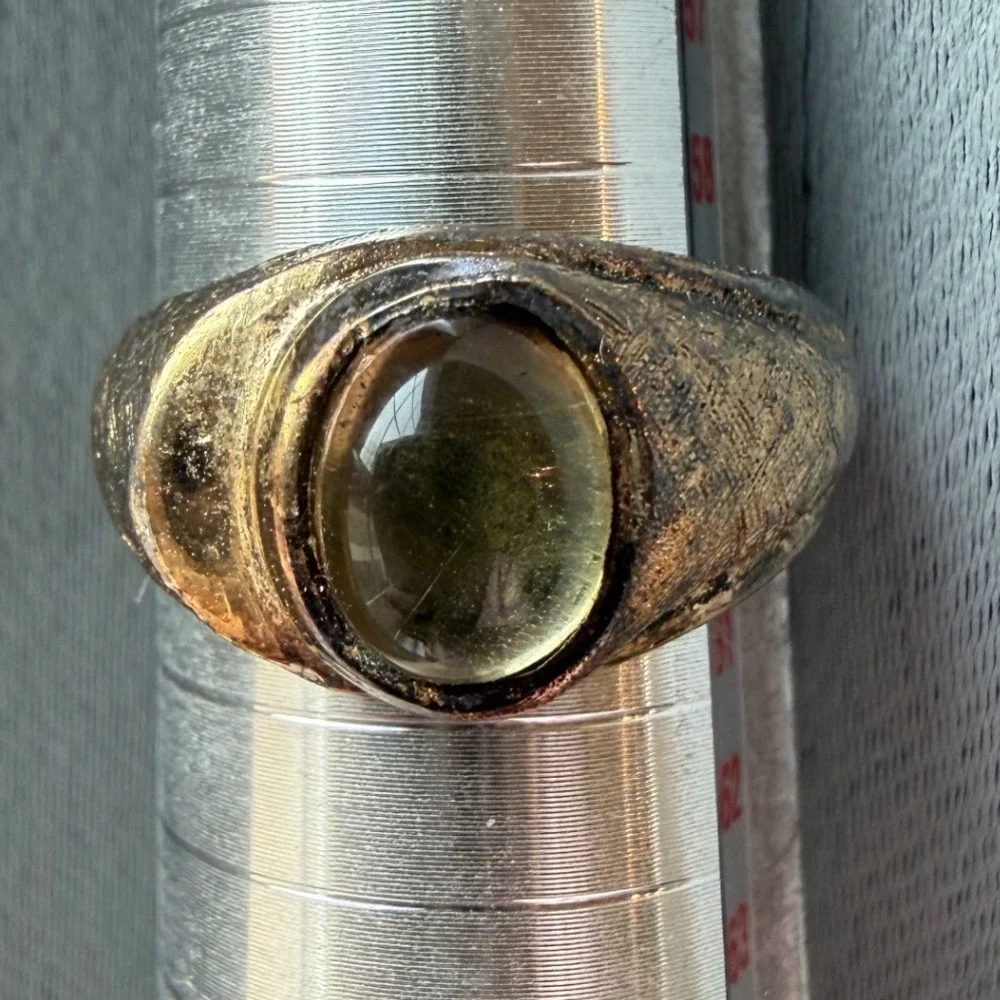 Van Dell Karatclad 18K HGE — higher quality VTG  gold‎ electroplate 8 cat's eye